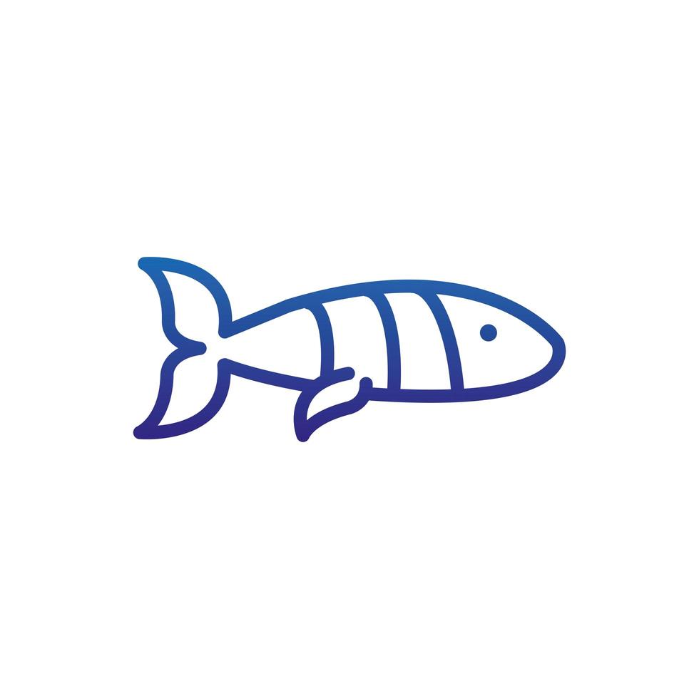 pesce vita marina tropicale linea spessa blu vettore