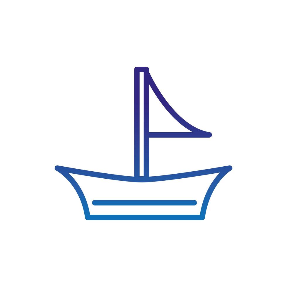 barca a vela trasporto vita marina linea spessa blu vettore