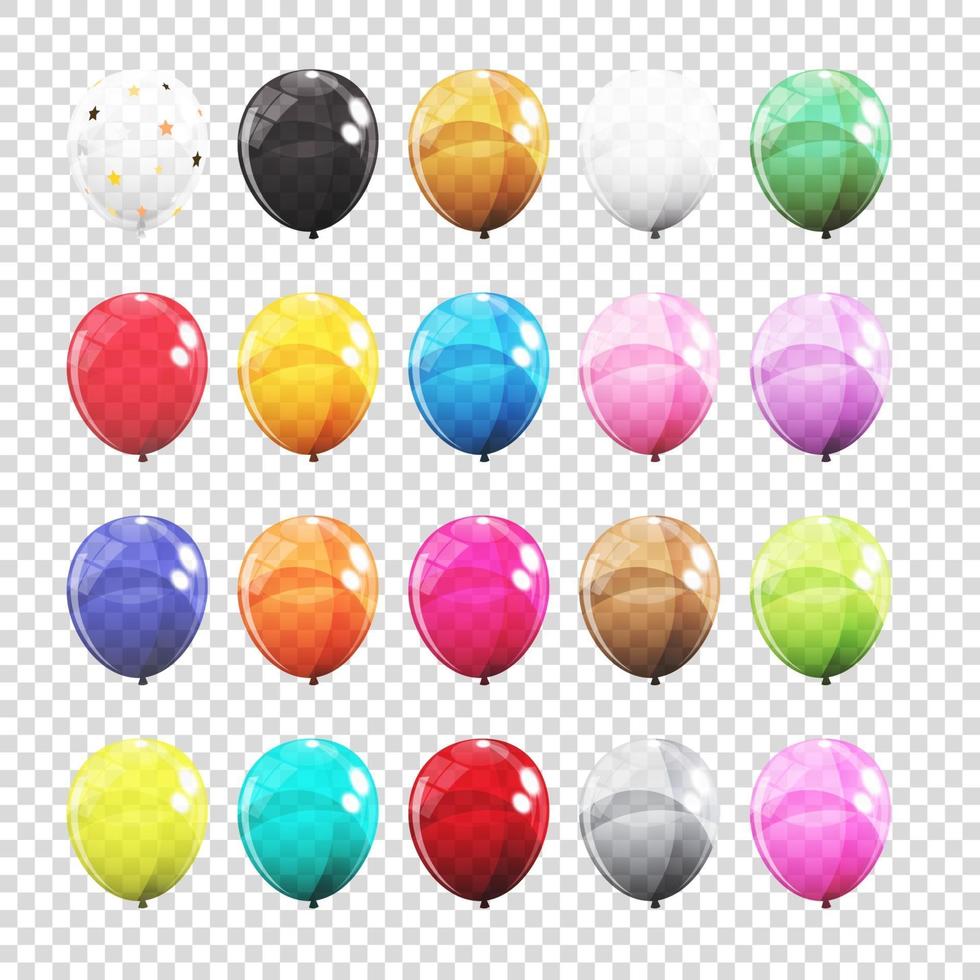 grande gruppo set di palloncini di elio lucido di colore isolati vettore