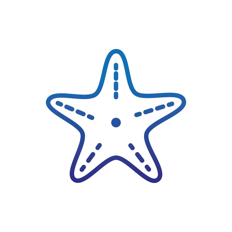 stella marina animale vita marina linea spessa blu vettore