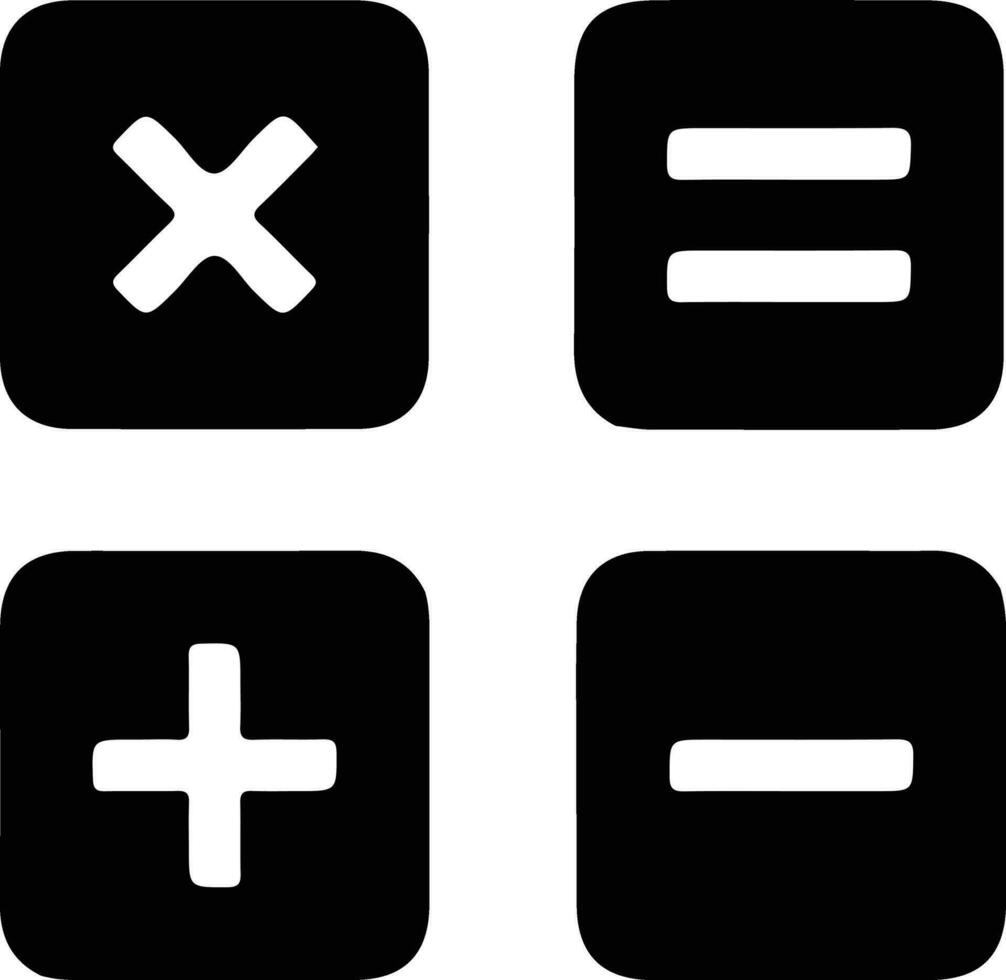 di base matematico simbolo. più e meno icona impostare. matematica simbolo. è uguale a simbolo. Inserisci cartello. moltiplicare icona. divisione, calcolatrice pulsante, attività commerciale finanza concetto. isolato vettore