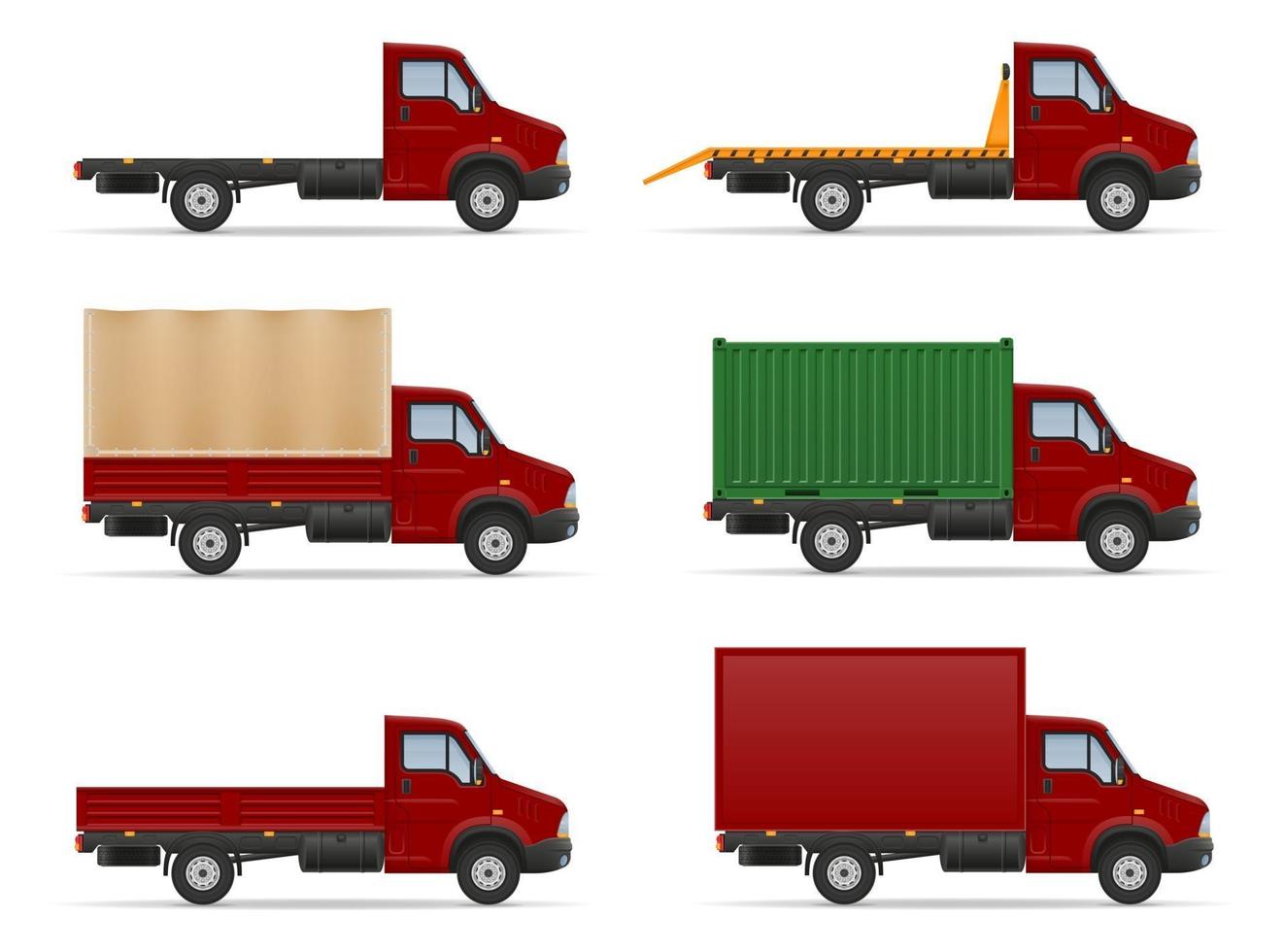 piccolo camion furgone camion per il trasporto di merci merci stock illustrazione vettoriale isolato su sfondo bianco