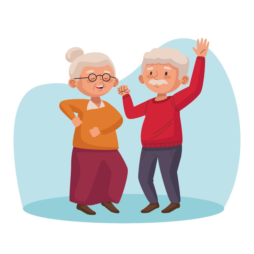 vecchia coppia che balla personaggi anziani attivi vettore