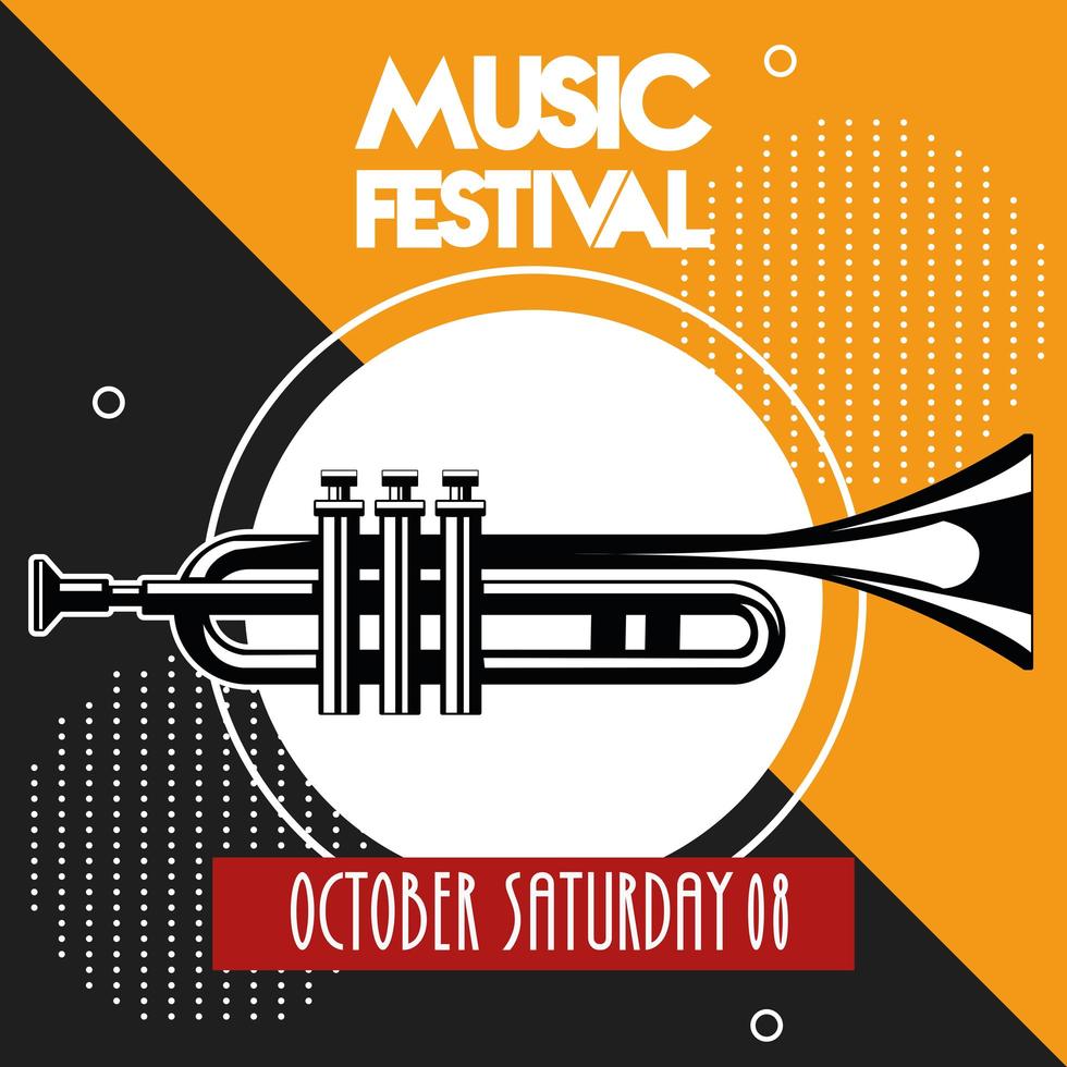 poster del festival musicale con strumento a tromba vettore
