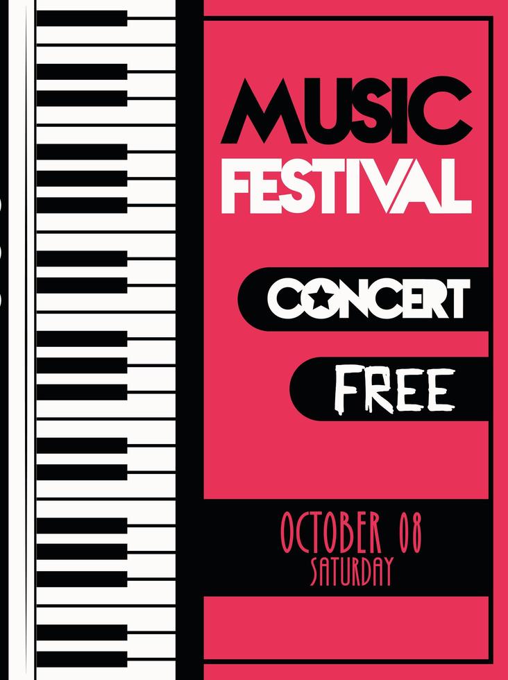 poster del festival musicale con strumento musicale al pianoforte vettore