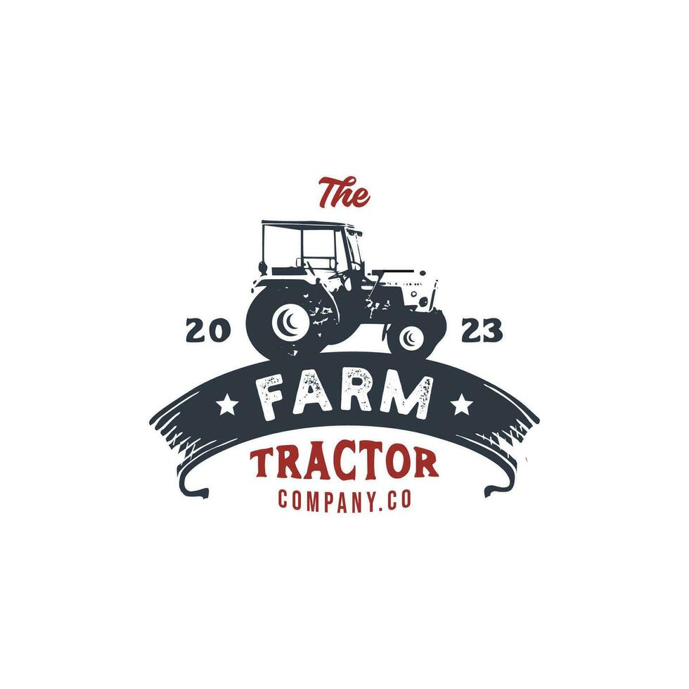 Vintage ▾ logo trattore azienda agricola modello illustrazione vettore