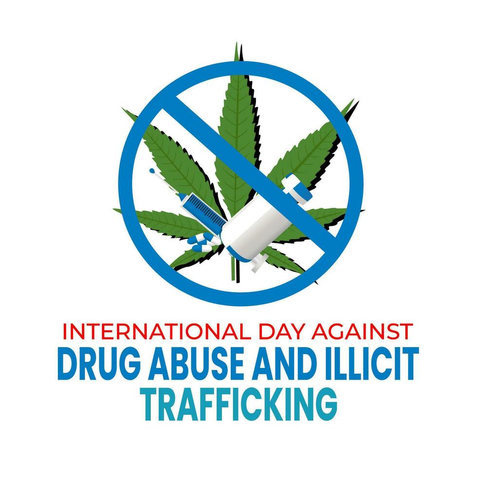 vettore design internazionale giorno contro droga abuso e illecito traffico. ilustration design