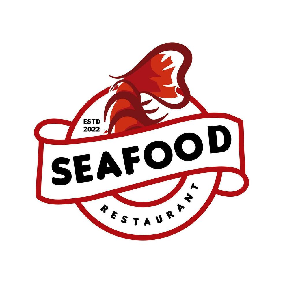 ristorante logo, frutti di mare logo con forchetta e cucchiaio, ristorante aragosta, resto, cibo Tribunale, bar logo modello, lusso logo design modello vettore illustrazione