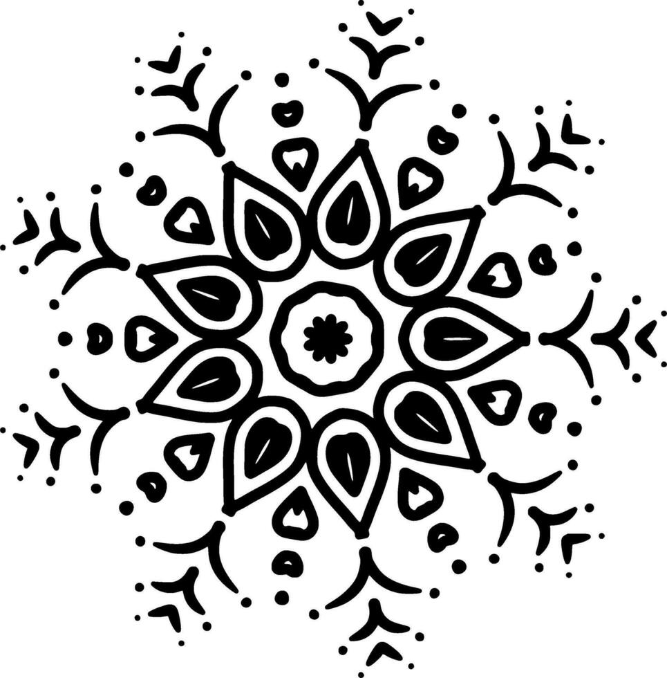 monocromatico etnico mandala design. anti stress colorazione pagina per adulti. mano disegnato nero e bianca vettore illustrazione