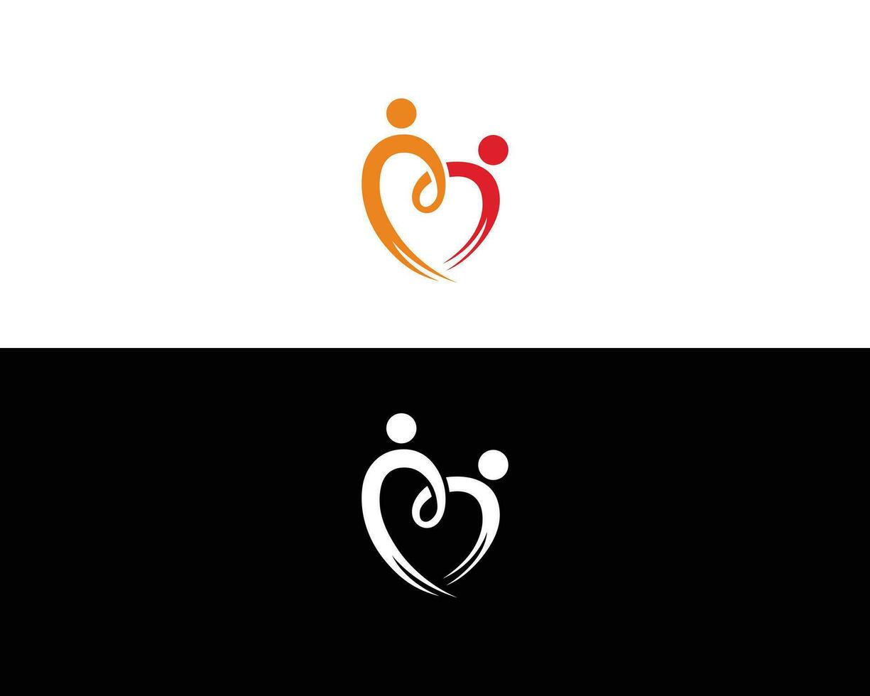 astratto coppia e cuore logo design vettore. vettore