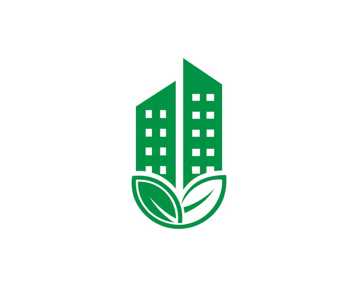 verde proprietà città foglia simbolo logo design icona moderno vettore modello.