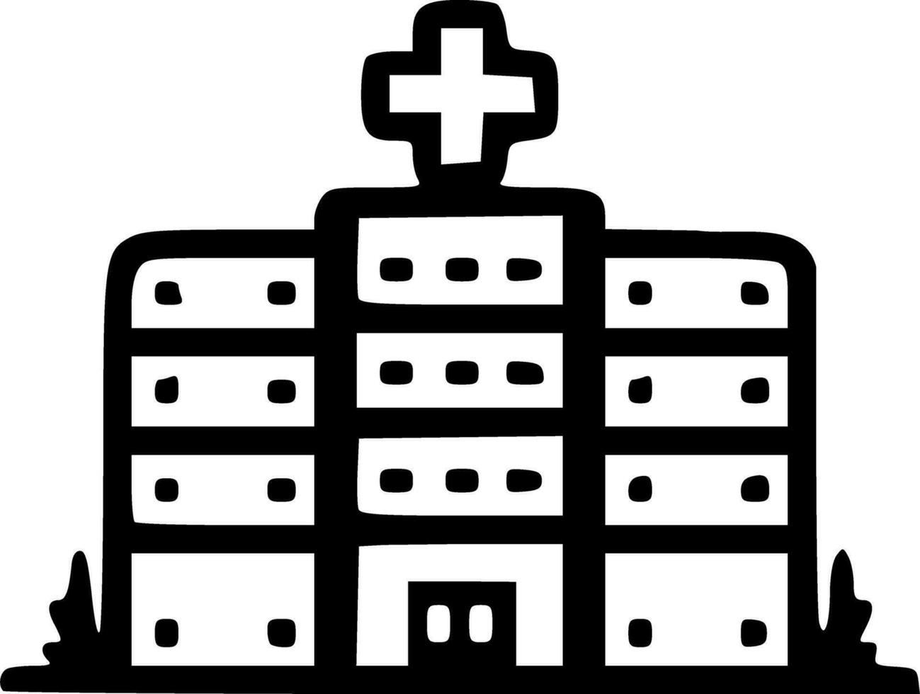 ospedale edificio nero bianca vettore illustrazione
