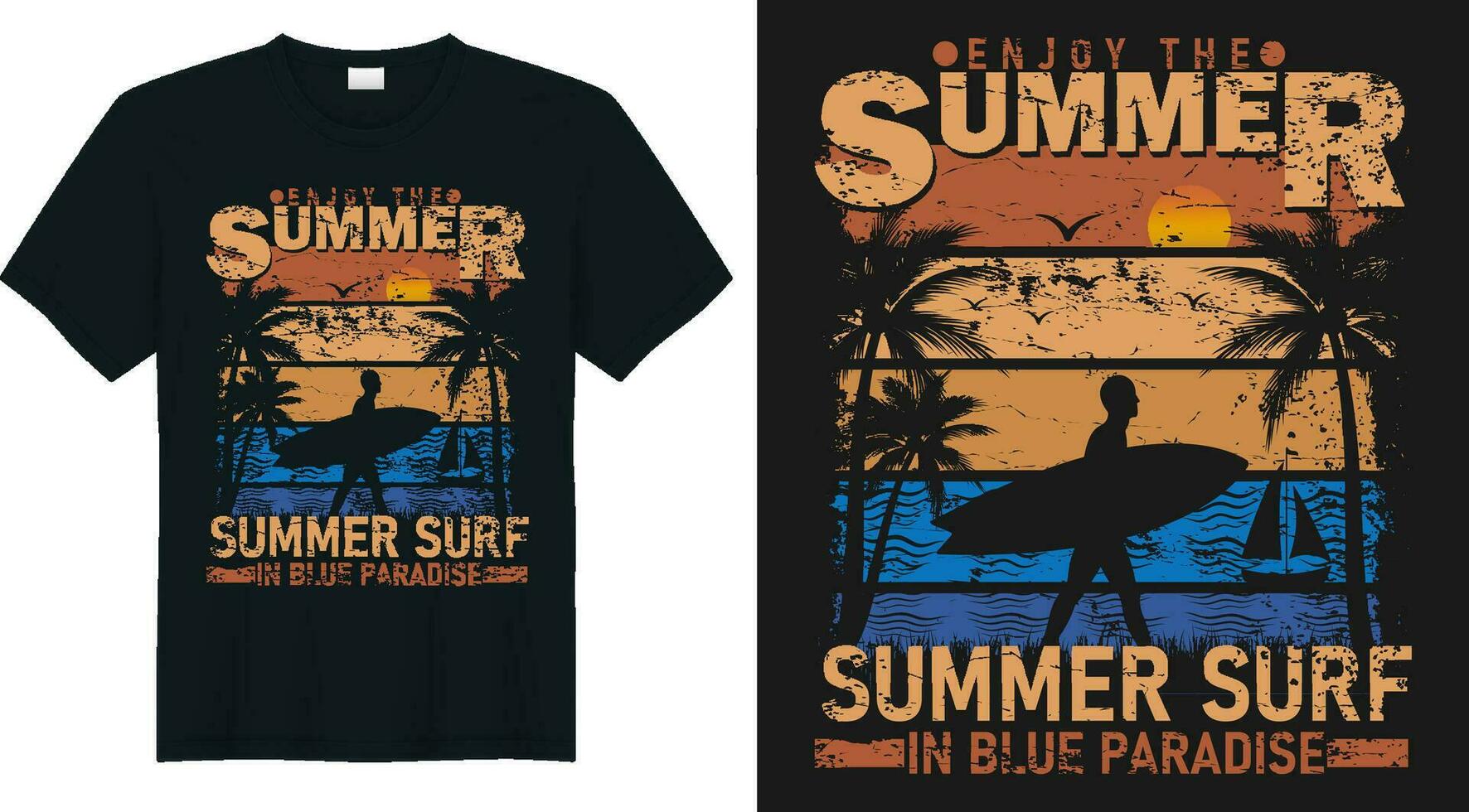 godere il estate estate Surf nel blu Paradiso estate fare surf t camicia design vettore