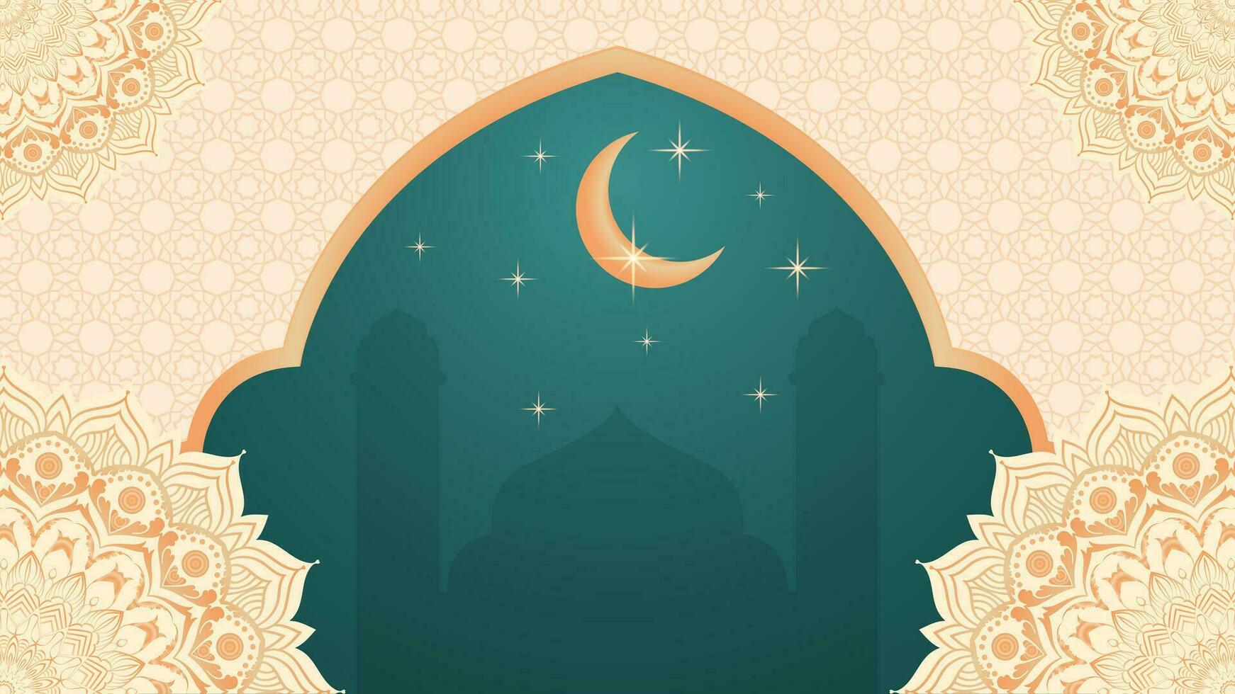 Ramadan kareem saluto carta con moschea, mezzaluna Luna e posto per il tuo testo. vettore