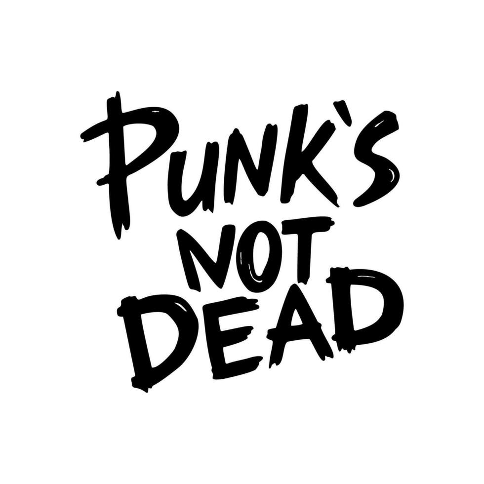 punk roccia collezione. punk S non morto monocromatico iscrizione nel disegnato a mano stile su bianca sfondo. vettore illustrazione.
