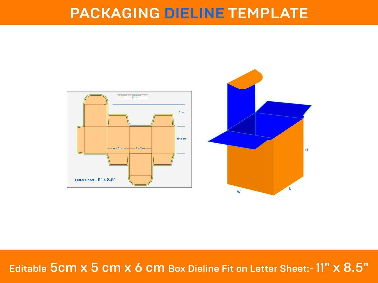 candela Aperto scatola, Dieline modello, 3x3x4.1 pollice, vettore