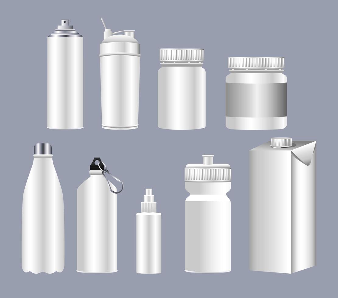 diversi flaconi imballaggi prodotti branding vettore