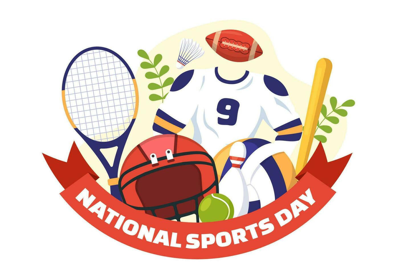nazionale gli sport giorno vettore illustrazione con sportivo a partire dal diverso sport nel piatto cartone animato mano disegnato atterraggio pagina sfondo modelli