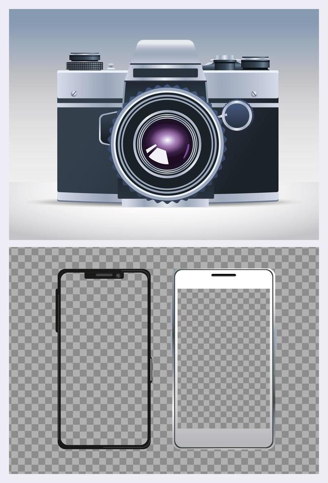 tecnologia digitale della fotocamera con smartphone vettore