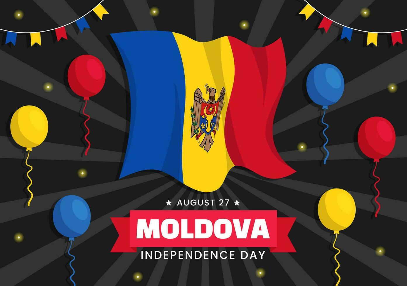 moldova indipendenza giorno vettore illustrazione su agosto 27 con agitando bandiera nel nazionale vacanza piatto cartone animato mano disegnato sfondo modelli