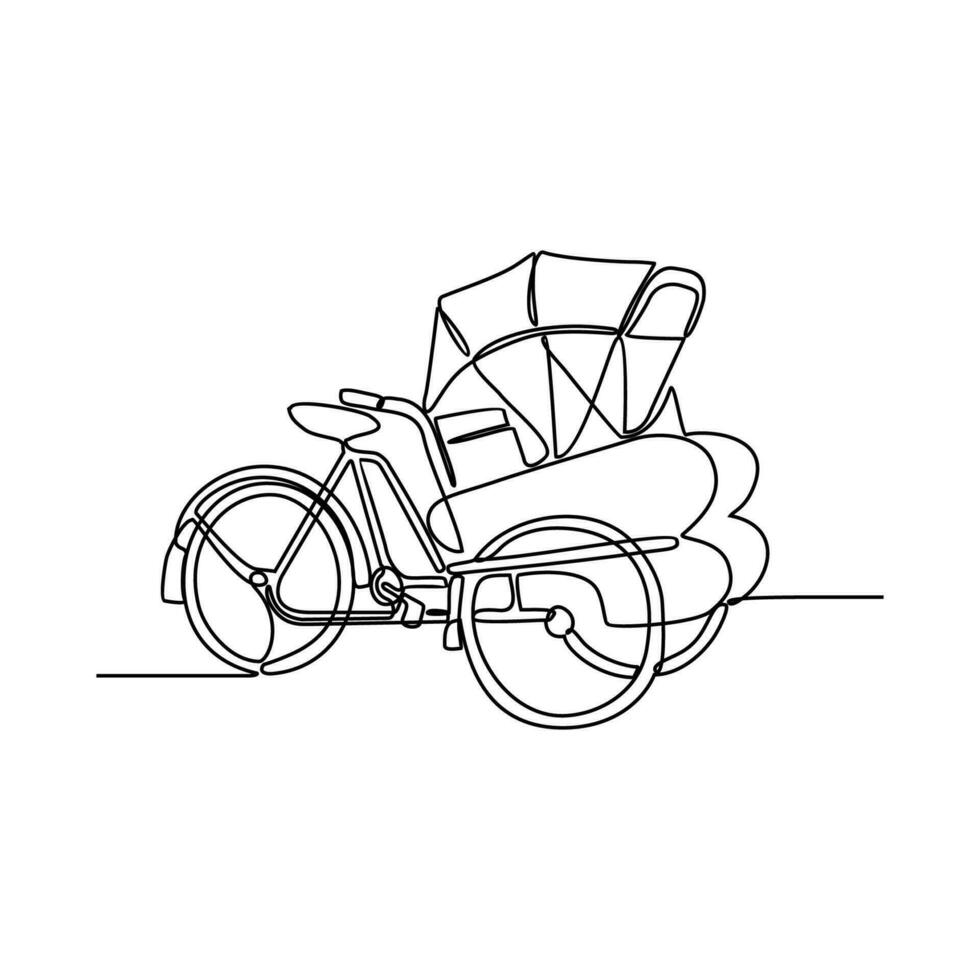 uno continuo linea disegno di tradizionale trasporto. veicolo design nel semplice lineare stile. mezzi di trasporto design concetto vettore illustrazione