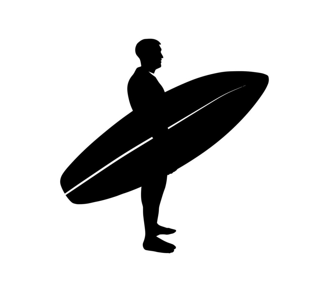 fare surf logo design. surfer e tavola da surf silhouette. vettore illustrazione.
