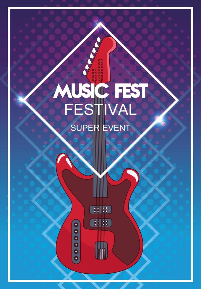 poster del festival musicale con chitarra elettrica vettore