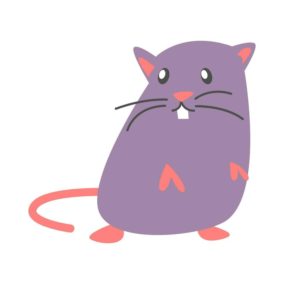 carino ratto, topo nel piatto cartone animato stile. topi, animale, roditore. vettore grafico.