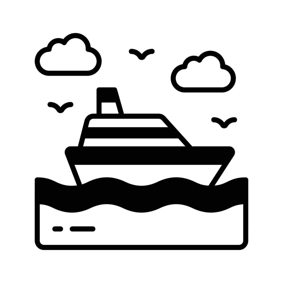 il motore yacht vettore disegno, barca per mare in viaggio icona, lusso nave per viaggio o festa nel il oceano