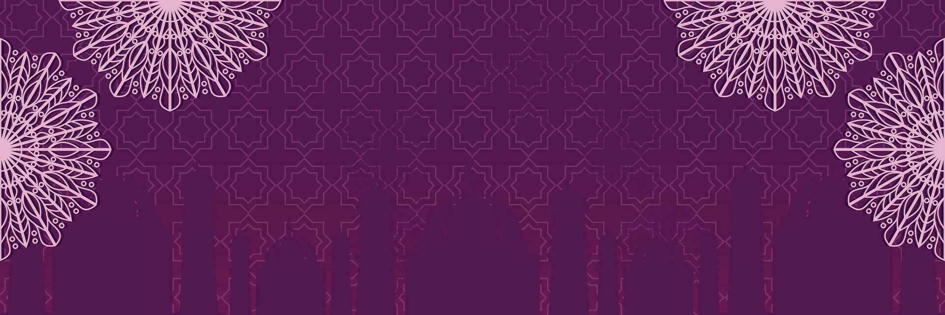 islamico sfondo con moschea silhouette e mandala ornamento, vettore per striscione, saluto carta, sociale media.