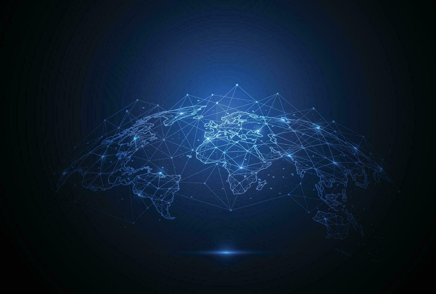 connessione di rete globale. punto della mappa del mondo e concetto di composizione della linea del business globale. illustrazione vettoriale