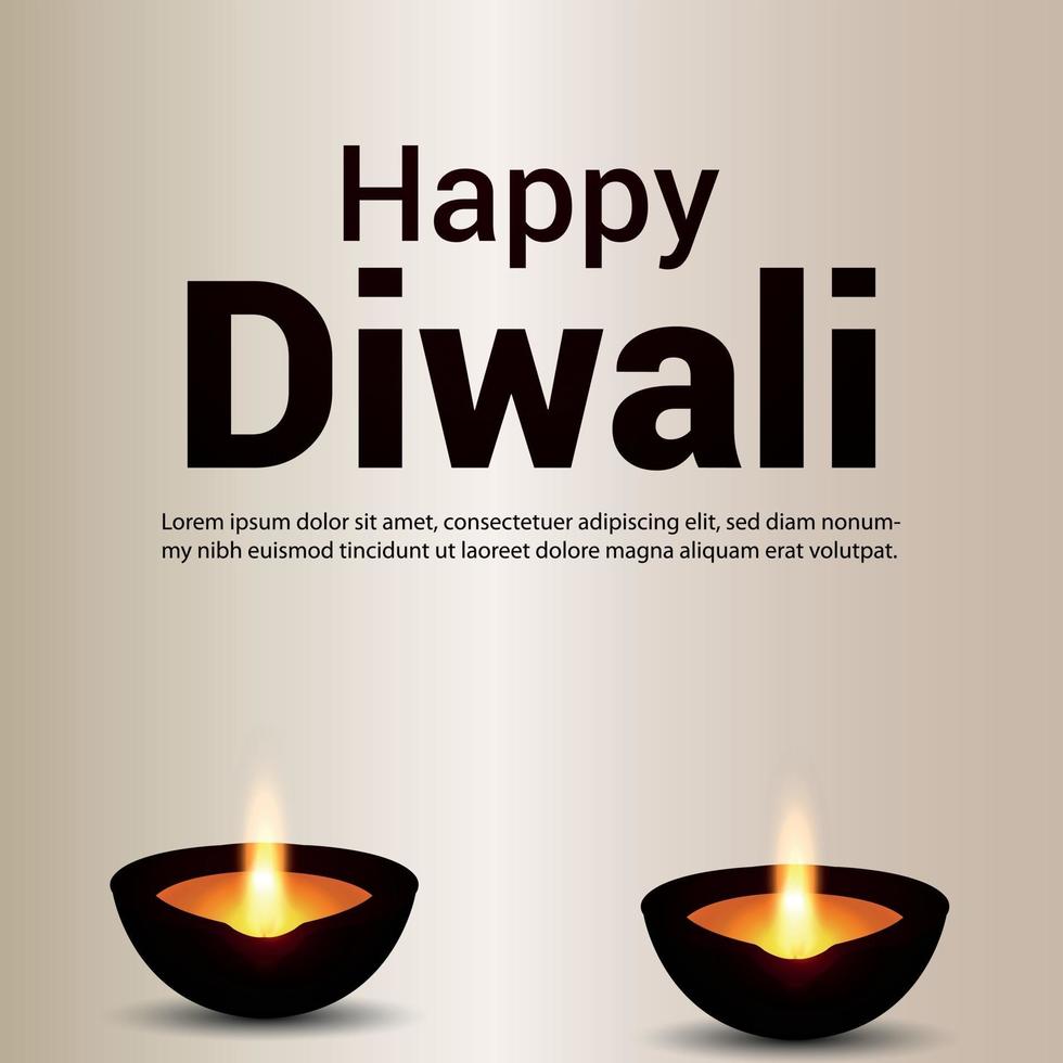 felice biglietto di auguri per la celebrazione del festival indiano diwali vettore