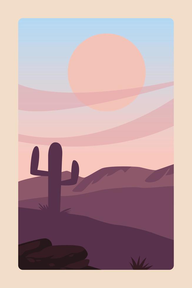 bellissimo paesaggio con scena del deserto di cactus vettore