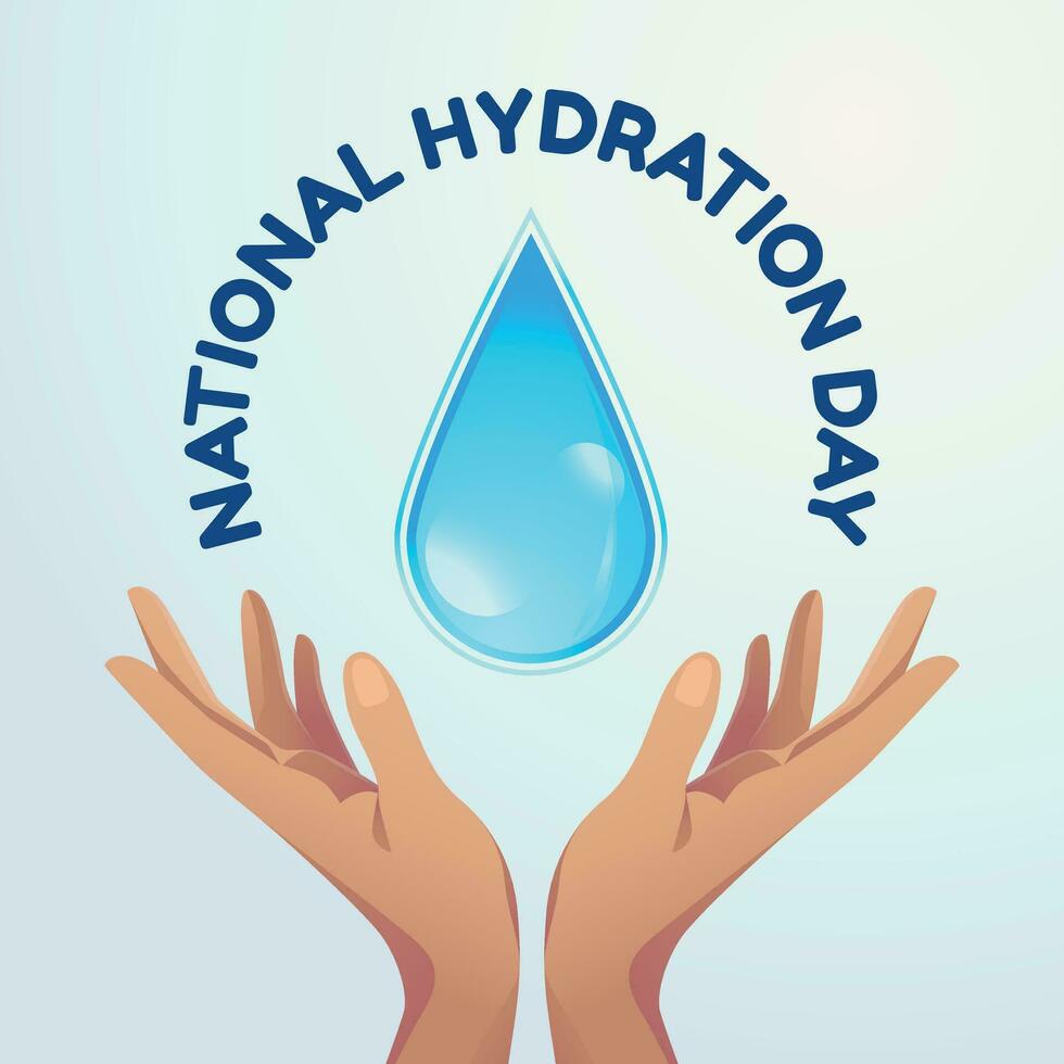 nazionale idratazione giorno design modello per celebrazione. idratazione giorno vettore illustrazione. acqua far cadere vettore illustrazione.