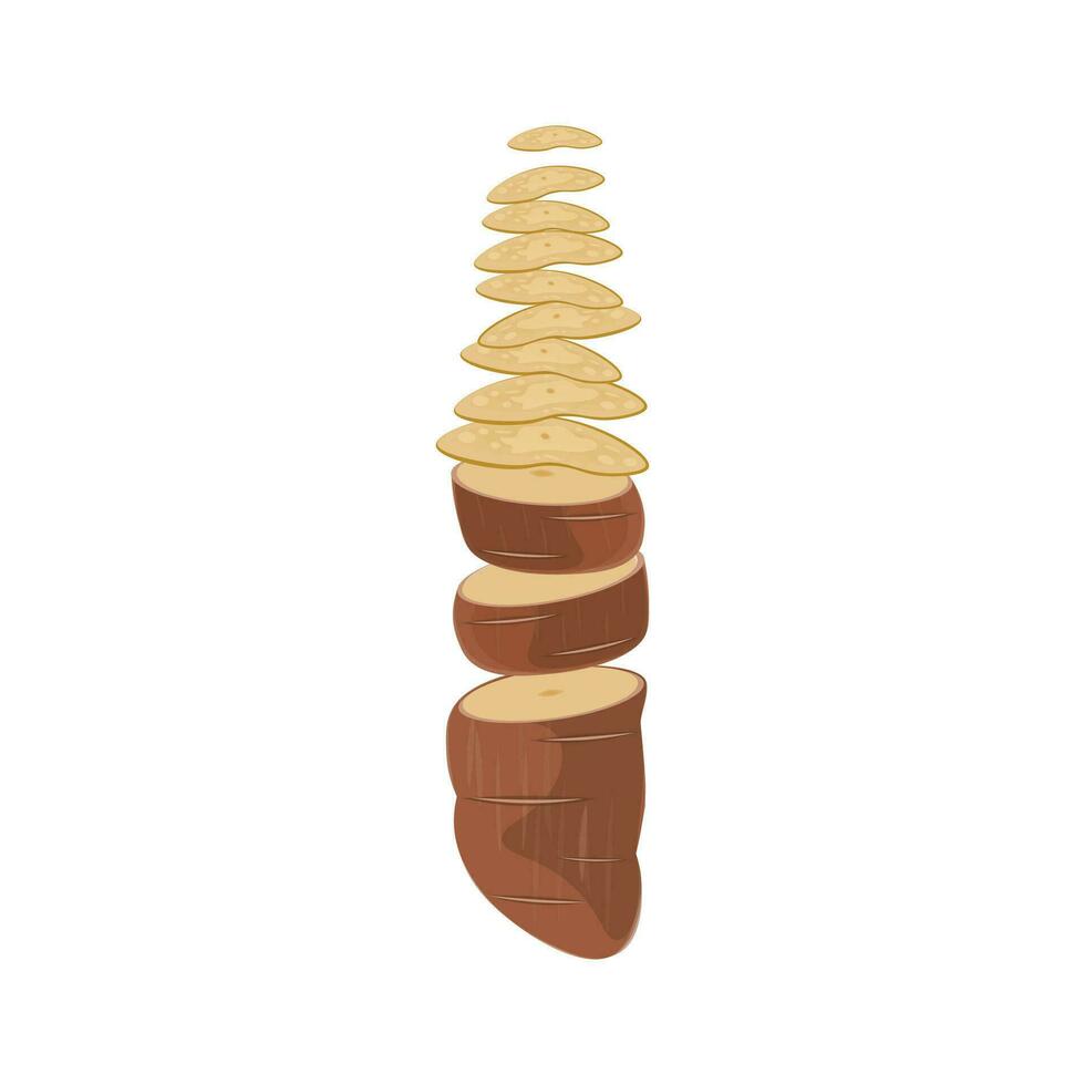 logo illustrazione di manioca tagliare in patatine fritte vettore