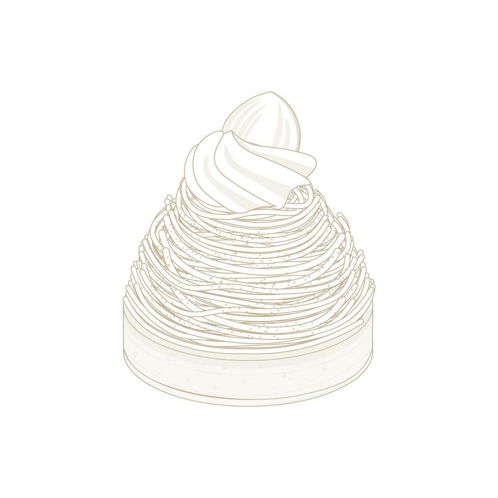 mont blanc torta dolce semplice cartone animato illustrazione logo vettore