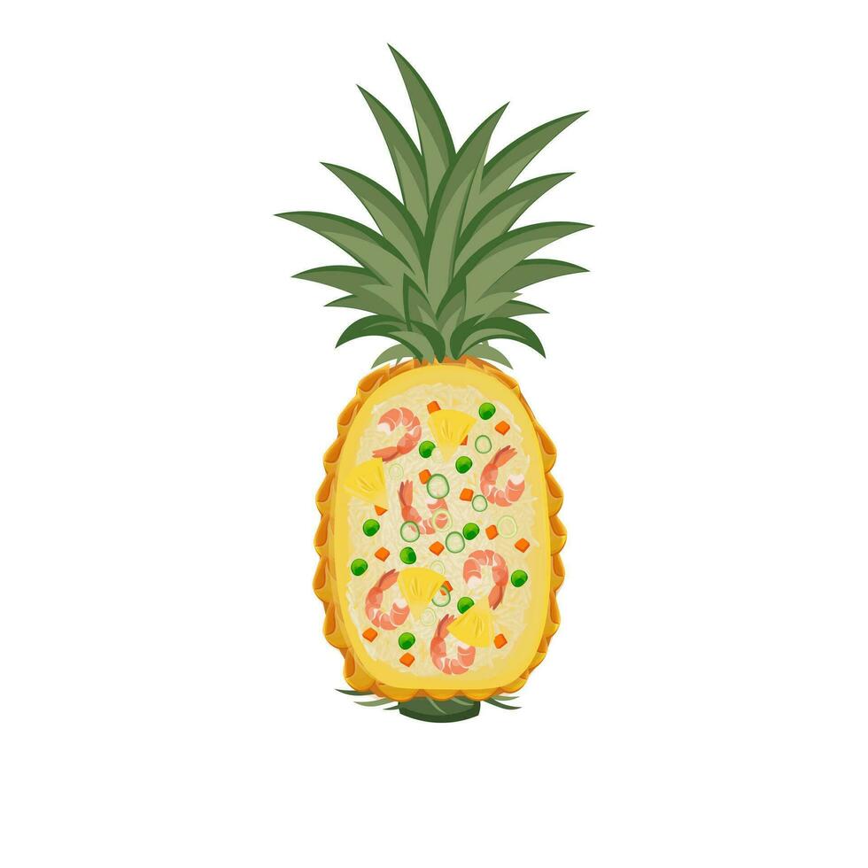 tailandese ananas fritte riso vettore illustrazione logo