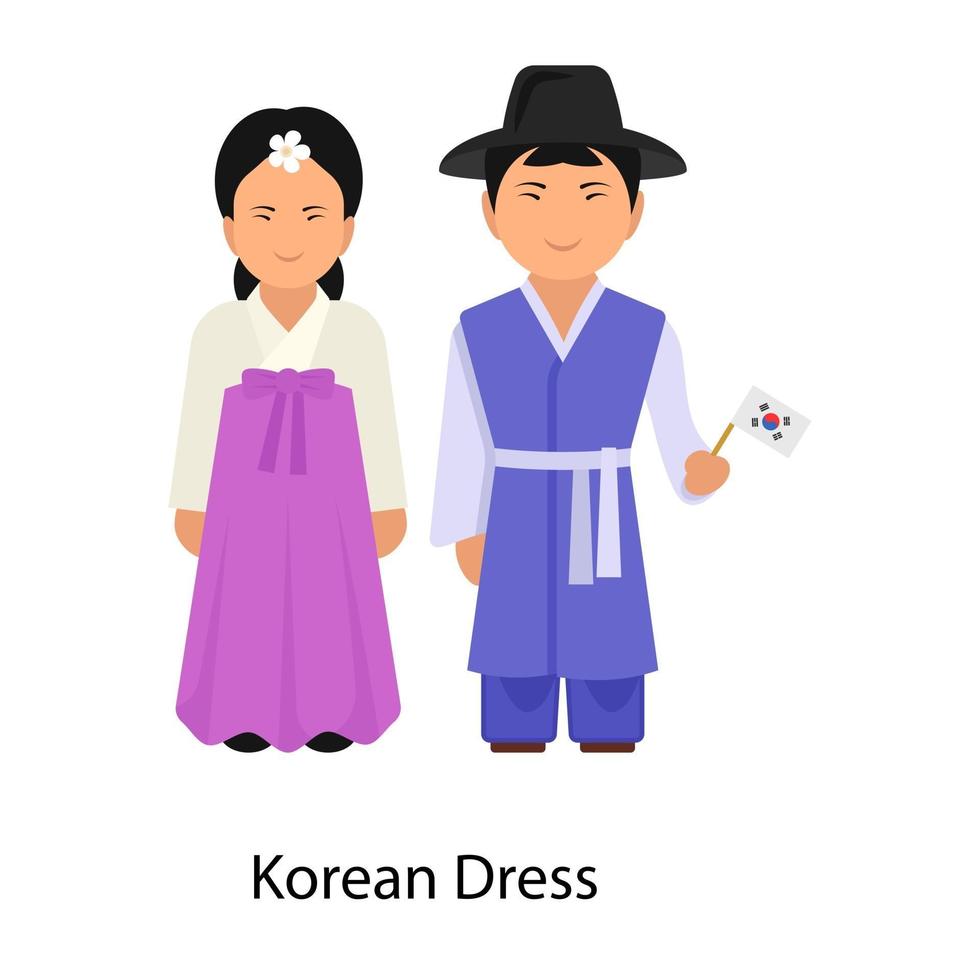 disegno del vestito coreano vettore
