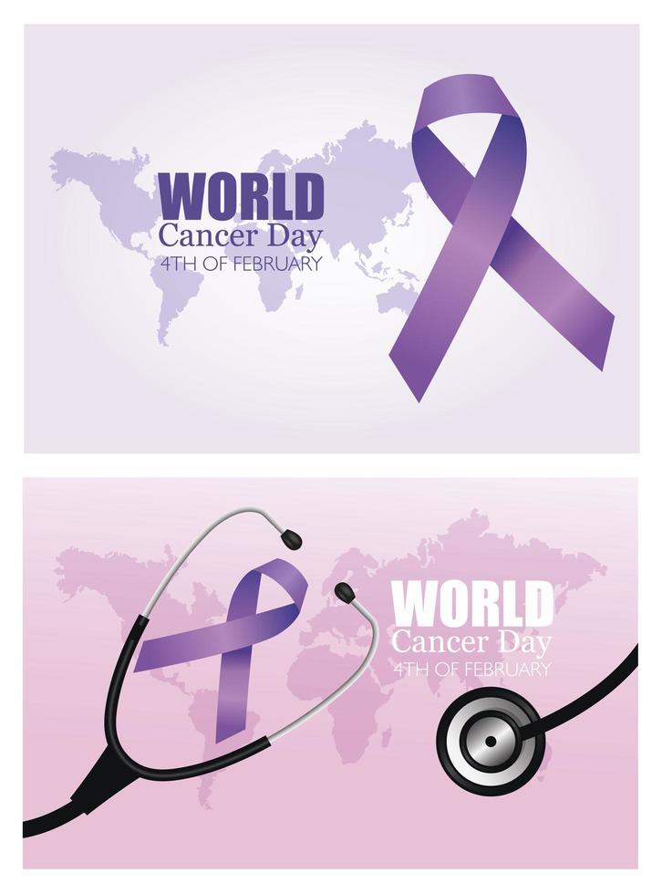 icone del poster per la giornata mondiale del cancro vettore