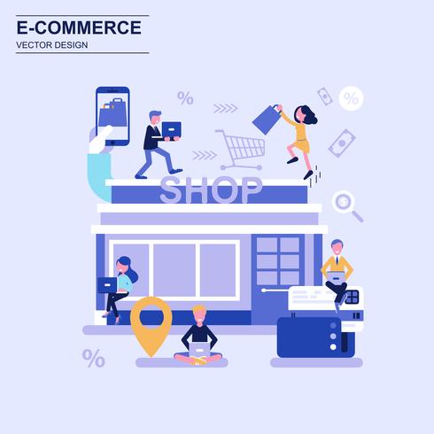 E-commerce e shopping design piatto vettore
