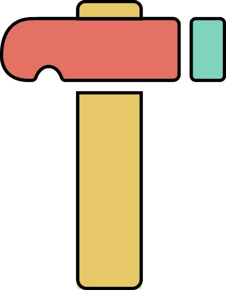 piatto icona di martello. attrezzo o attrezzatura. vettore