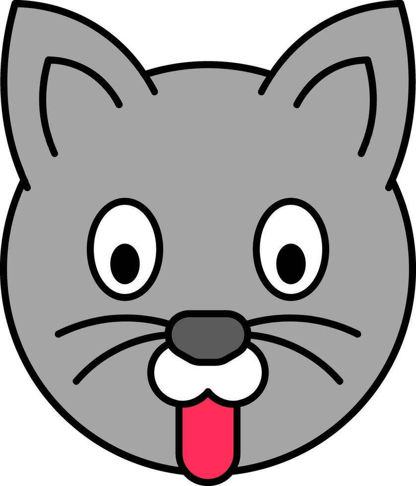 divertente gatto viso icona nel grigio colore. vettore