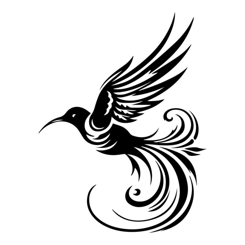 dinamico e travolgente volante uccello tribale tatuaggio, combinando tribale motivi e aviaria elementi. incarnando potenza, agilità, e il desiderio per avventura. vettore