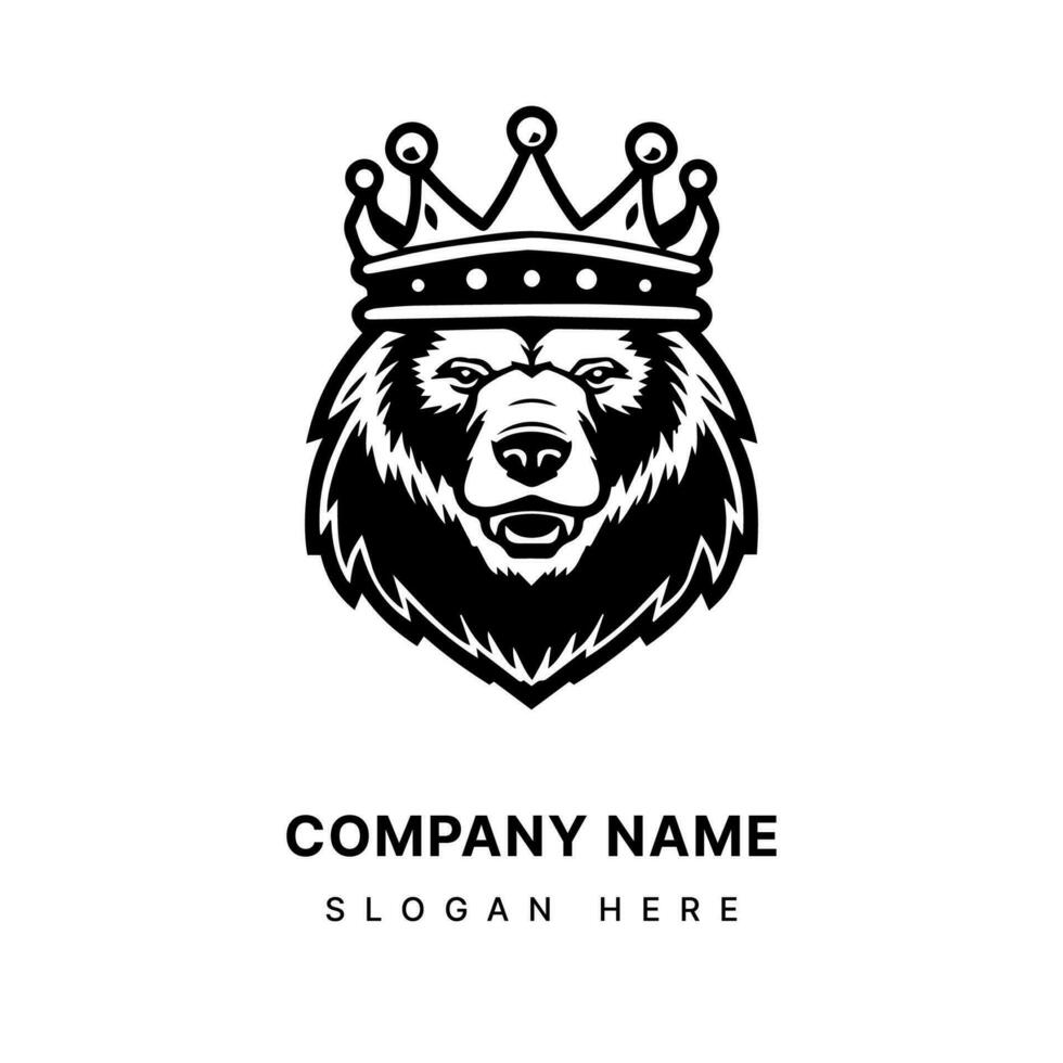 orso indossare un' corona mano disegnato logo design illustrazione vettore