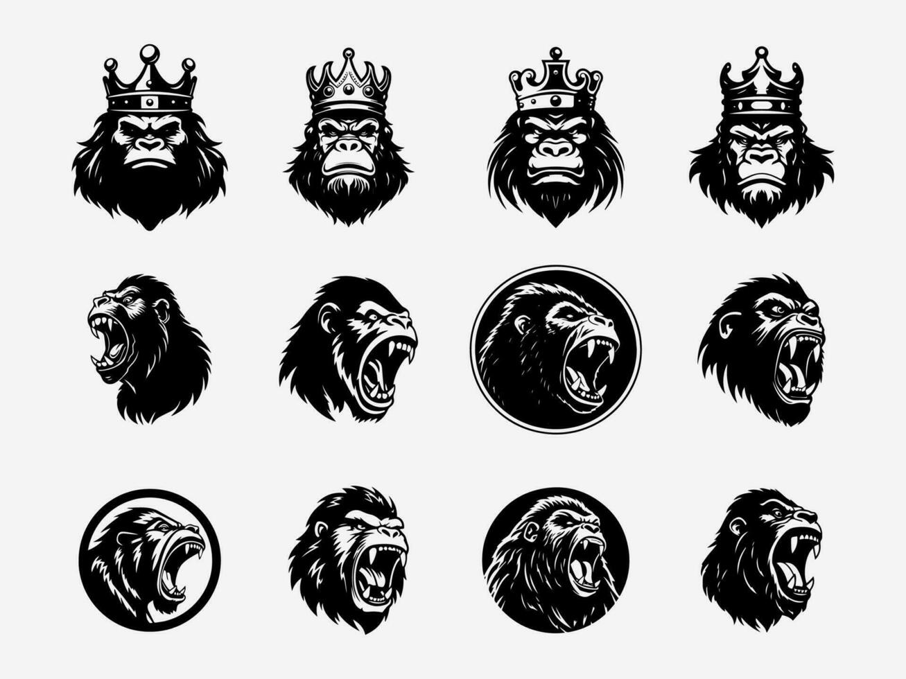 gorilla mano disegnato logo design illustrazione vettore