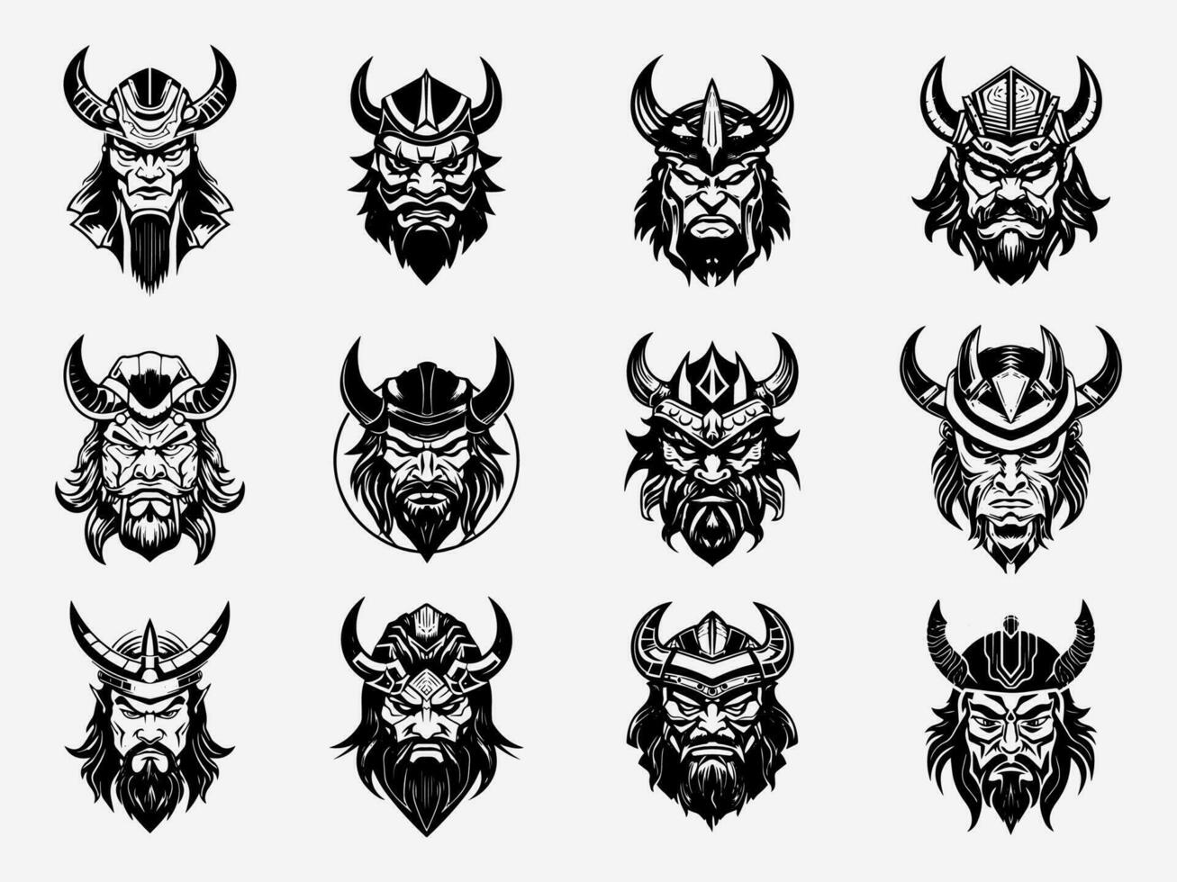 samurai mano disegnato logo design illustrazione vettore