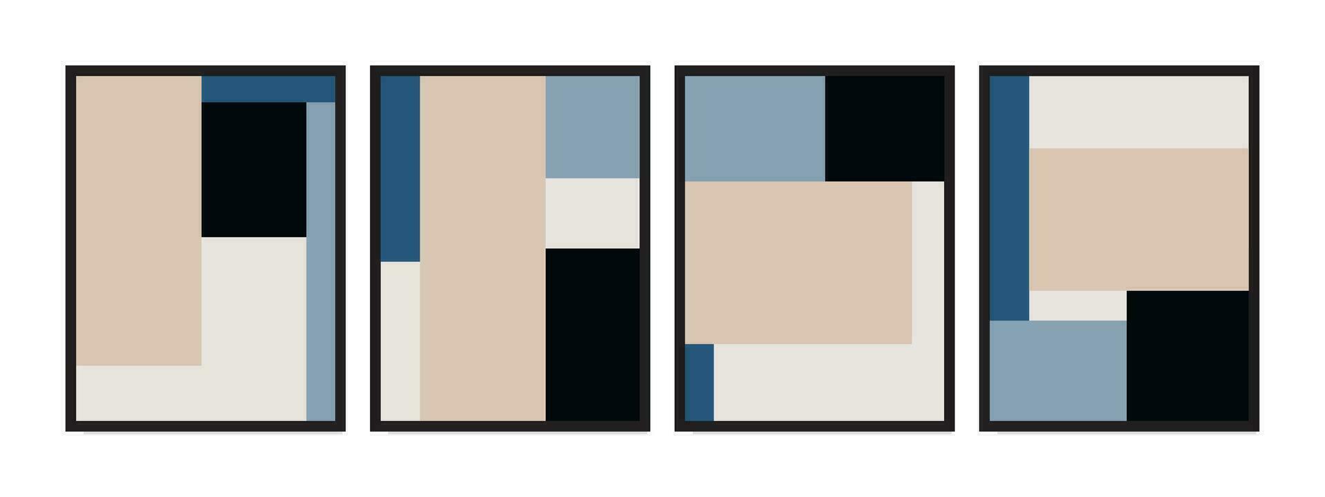 astratto blu geometrico forme parete arte manifesto, Vintage ▾ Stampa tela la pittura, minimalista parete immagine per vivente camera casa arredamento. vettore