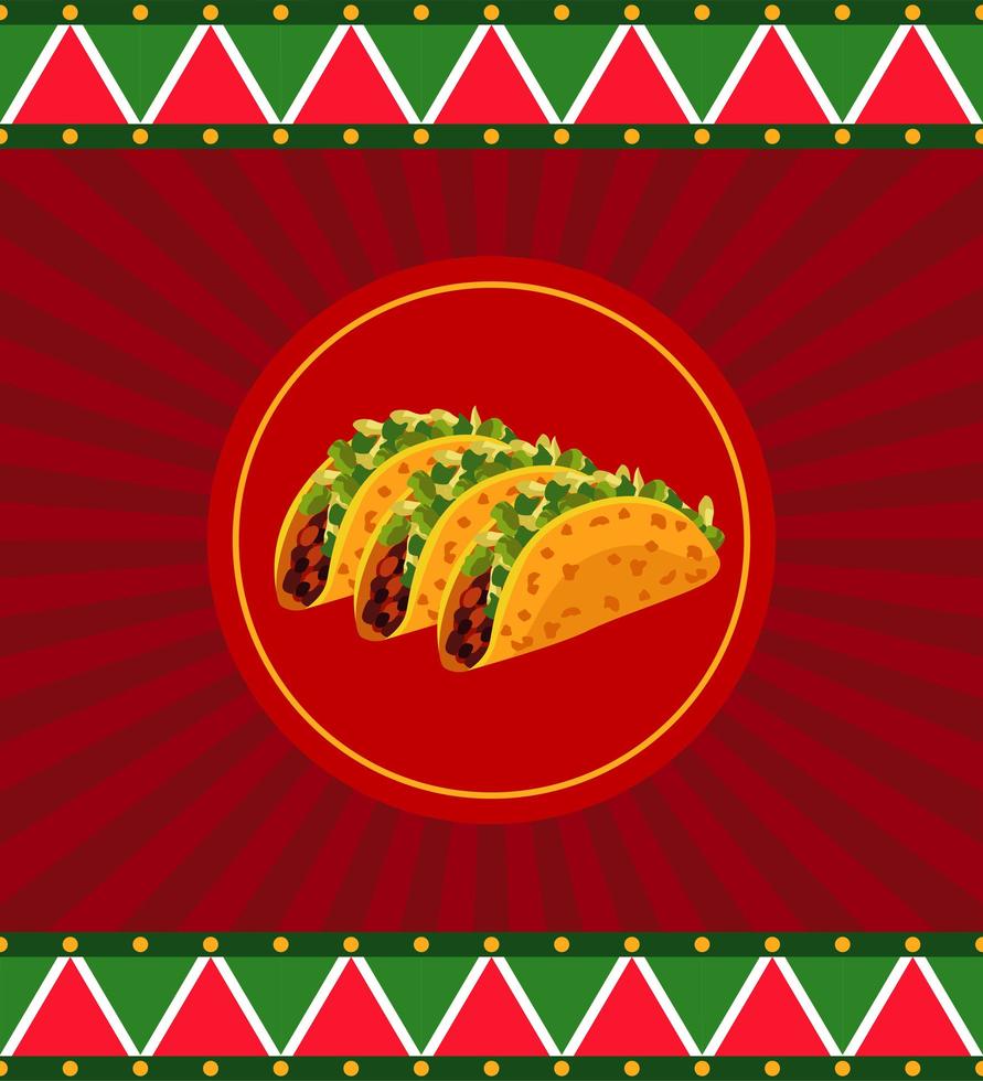 poster del ristorante di cibo messicano con deliziosi tacos vettore