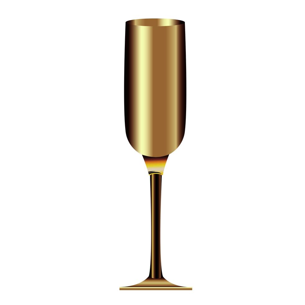 coppa di champagne dorata icona celebrazione vuota vettore