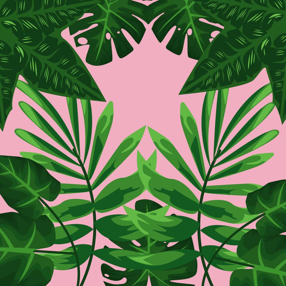 motivo tropicale decorativo con foglie verdi vettore